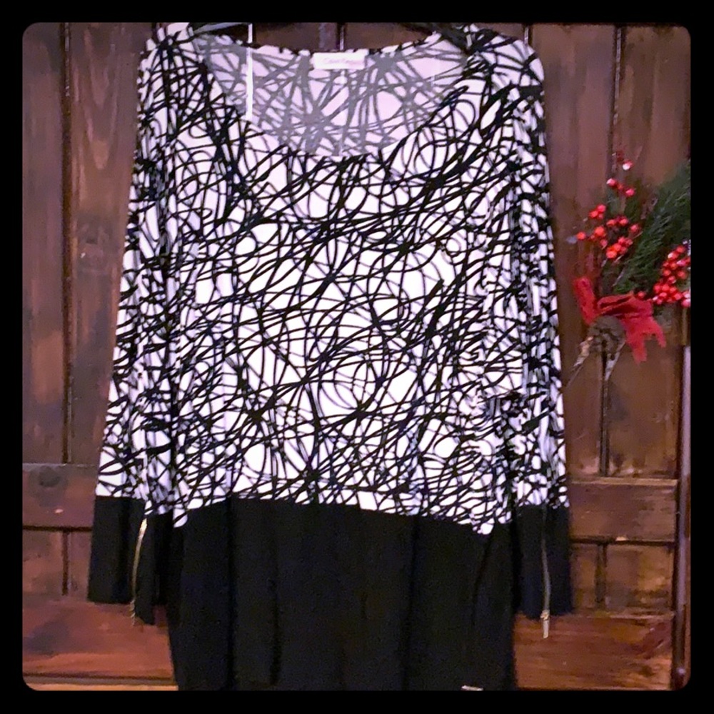 Calvin Klein, black and white blouse